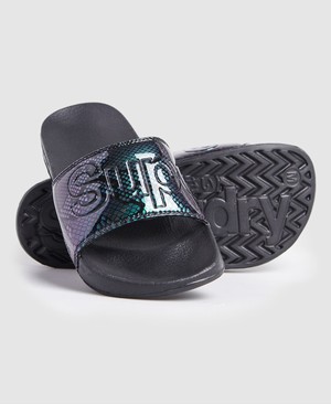 Superdry Pool Női Papucs Lila/Zöld/Fekete | FYKCP6920